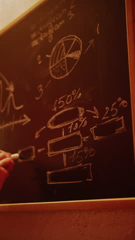 Hand Writing Business Strategy And Diagrams on Chalkboard