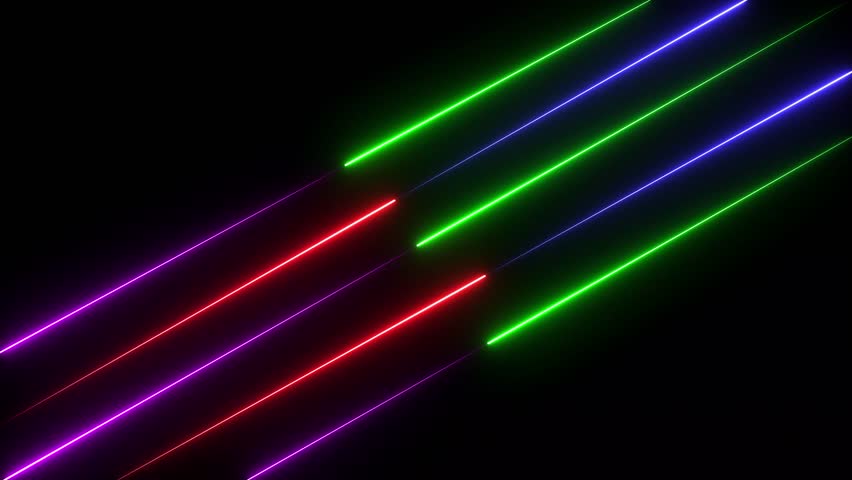 glowing neon lines streaming across line animation with black background.