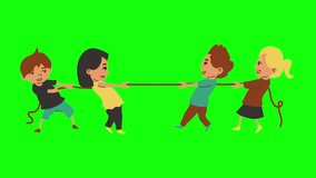 Tug of war. children are pulling rope. Boys versus girls gender inequality. Couple quarrel. Gender conflict. Psychology of relationships. 2d animation isolated on transparent background.	 - Powered by Shutterstock - Get 15% off with code: PIKWIZARD15