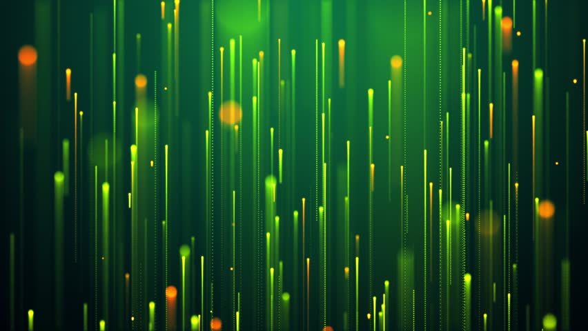 Emerald Light Ascent - 4K Glowing Fiber Optic Loop Video on Dark Field