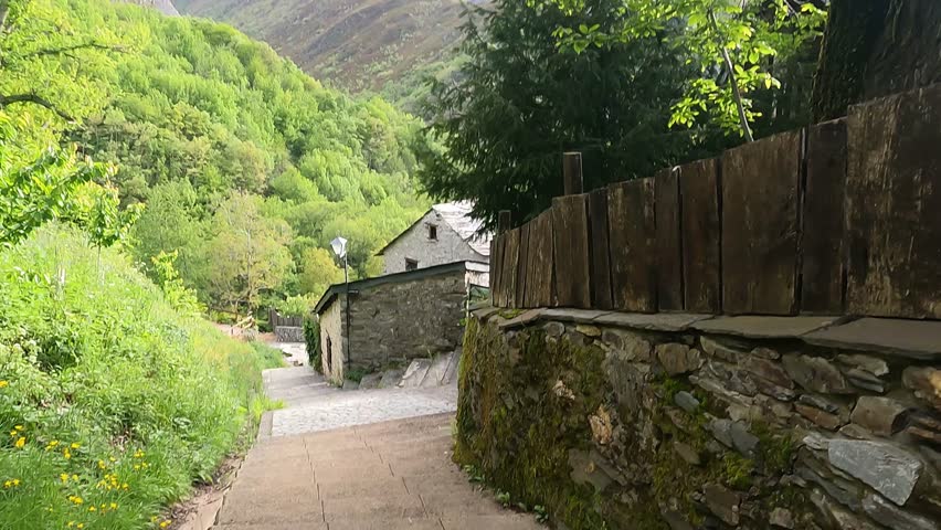 ancient medieval village in the mountains, Peñalba de Santiago, Spain