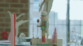 Pastel Nutcracker in a Magical Christmas Display with Brick Interior - Powered by Shutterstock - Get 15% off with code: PIKWIZARD15