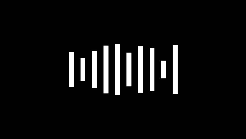 Abstract sound wave animation, minimalist black and white equalizer, music visualization, digital vibration, rhythm and frequencies, graphic sound representation, dynamic wave motion