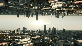 Futuristic perspective of a modern metropolis. A surreal high-rise cityscape with Inception-style parallel dimension effect. Flight through a high-tech urban landscape with mirrored, reflective view.  - Powered by Shutterstock - Get 15% off with code: PIKWIZARD15