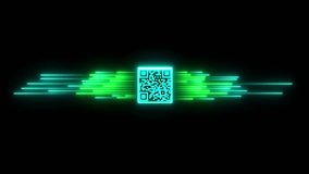 Neon QR code for payment. Scan qr code icon with laser. Isolated on black background product and loyalty marketing and in-store product labeling, exchanging information. - Powered by Shutterstock - Get 15% off with code: PIKWIZARD15