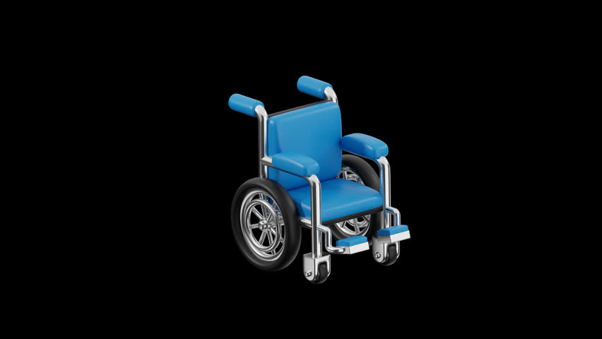 3d wheel chair icon alpha channel transparent background looping animation video with the same duration. 3d render.