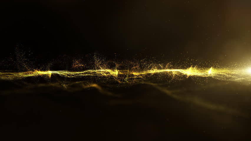 Futuristic digitally generated motion graphic particles wave flowing in virtual reality abstract cyber space environment de-focus abstract loop background