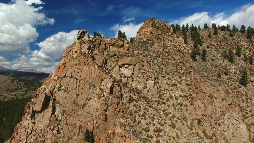 Aerial: Drone Panning Tranquil Shot Of Mountains In National Park On Sunny Day - CO, Colorado Springs, United States of America