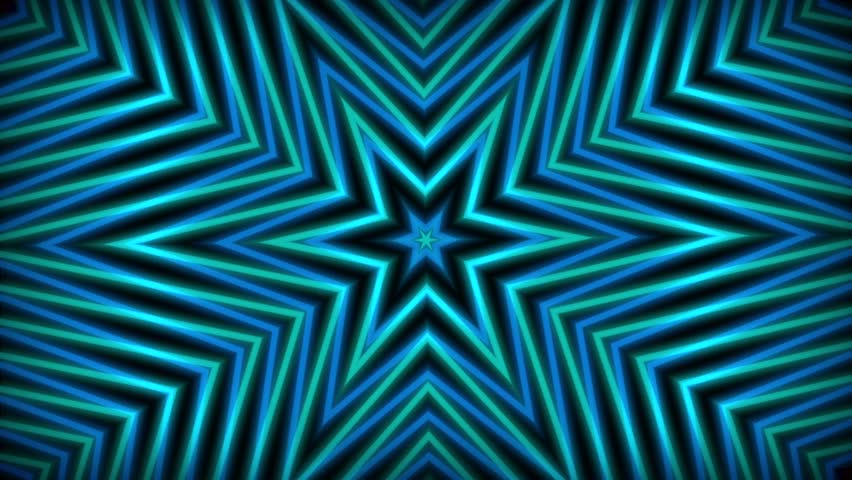 Blue star vibrant vj spectrum pathway, ornament radial abstract background kaleidoscopic animation stage lights hyper space tunnel star kaleidoscope portal corridor 3d animation backdrop