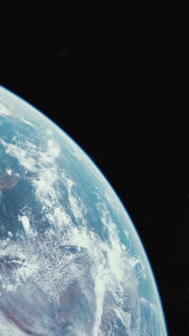 A view of planet Earth from orbit, showcasing its blue oceans, white clouds, and vast continents.