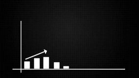 A dynamic bar chart animation featuring a glowing upward arrow on a black grid background, symbolizing business growth, financial success, and data analysis.  - Powered by Shutterstock - Get 15% off with code: PIKWIZARD15