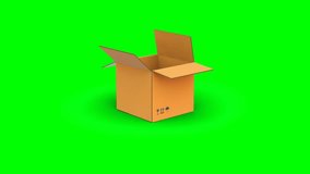 3D Animated Unboxing of Cardboard Box With Content Sign and Barcode Opening Displaying Interior Space. Green Screen. - Powered by Shutterstock - Get 15% off with code: PIKWIZARD15