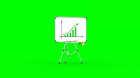 3D Animated Scene of Whiteboard With Increasing Bar Chart Showing Upward Growth and Profit Curves Line Graph. Green Screen. - Powered by Shutterstock - Get 15% off with code: PIKWIZARD15