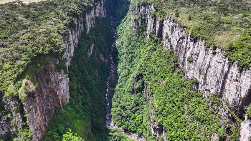 Canyon Of Itaimbezinho At Cambara Do Sul In Rio Grande Do Sul Brazil. Canyons Landscape. Mountains Summit. Forest Trees. Canyon Of Itaimbezinho At Cambara Do Sul In Rio Grande Do Sul Brazil.
