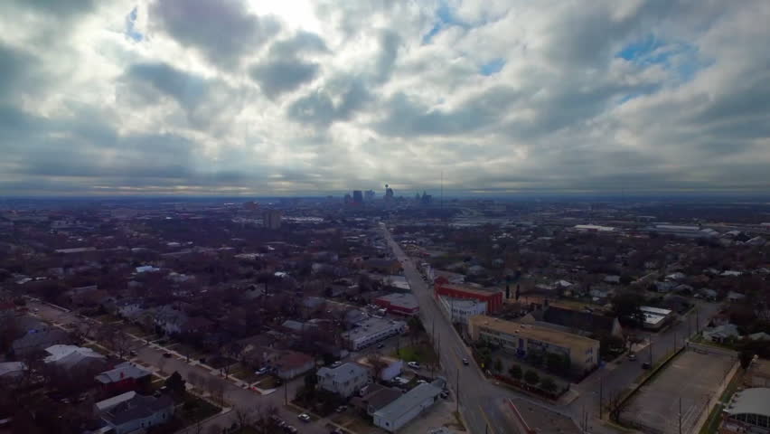 Aerial Lockdown Time Lapse Beautiful Shot Of Residential City Under Clouds - San Antonio, Texas