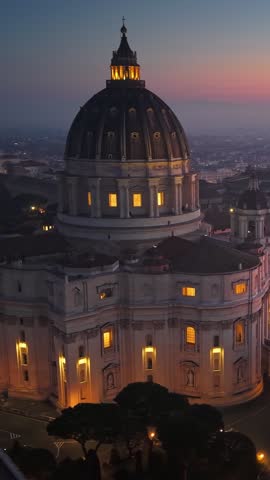 Sunset over Vatican City showcases St. Peter