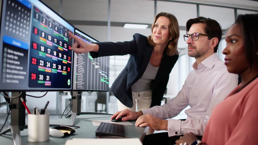 Agile Business Team Using Kanban Task Board