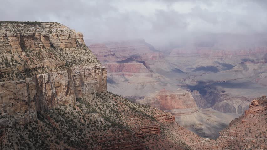 Grand canyon covered in clouds