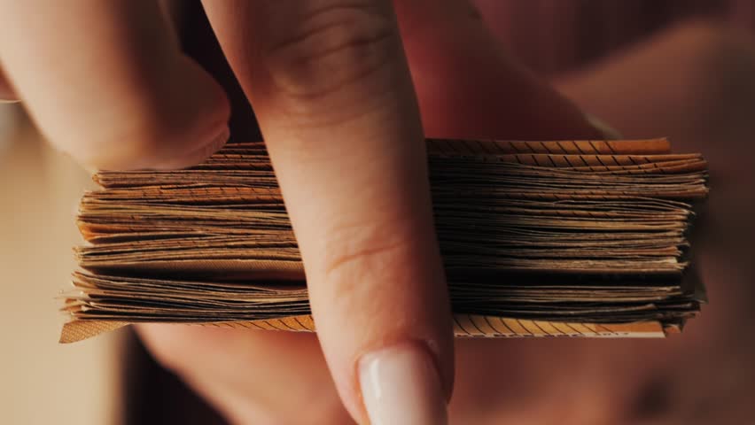 50 euro banknotes close up. Euro money currency. High quality 4k footage