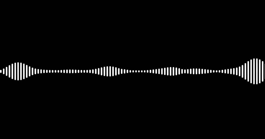 Audio waveform spectrum or sound visualization. Moving seamlessly voice equalizer on transparent background, alpha channel
