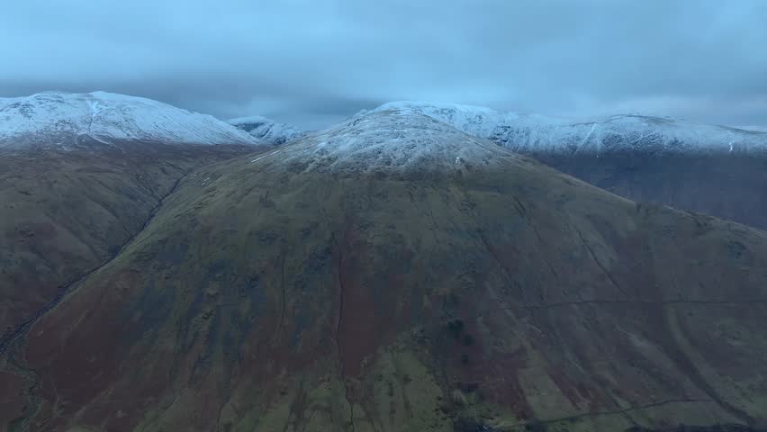 Snow dusted mountains in the English Lake District, Cumbria, UK.
