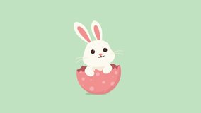 A white Easter bunny sits in the shell of a painted egg and sways from side to side. Animation for the Easter holiday. - Powered by Shutterstock - Get 15% off with code: PIKWIZARD15