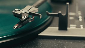 Record Spinning, Vinyl player Record Spinning, Spinning Vinyl Turntable Close Up, macro needle playing music, analog audio track. 4K Resolution.  - Powered by Shutterstock - Get 15% off with code: PIKWIZARD15