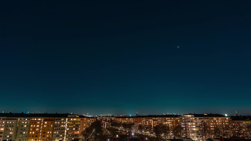 Night time lapse over Stockholm Sweden.