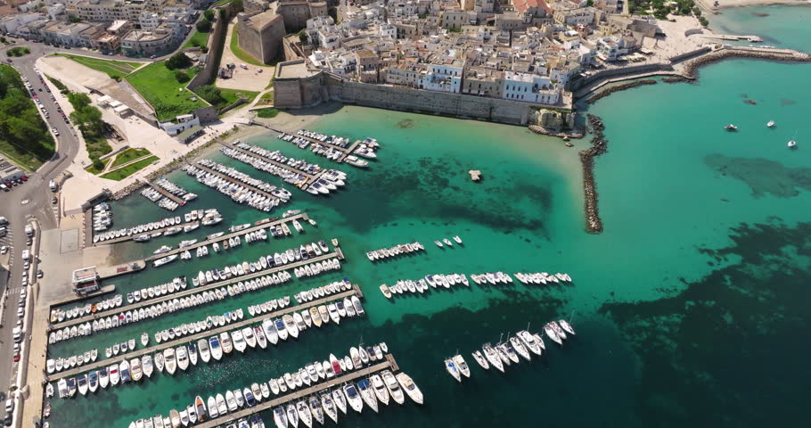 Porto di Otranto - Marina And Coastal Town Of Otranto In Apulia, Italy. - aerial shot