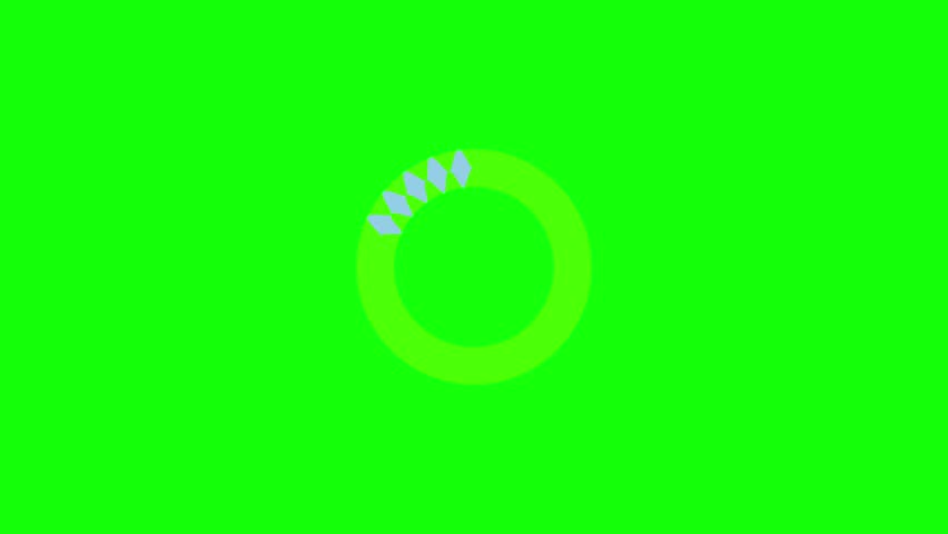 A greenscreen background loading animation with a rotating ring featuring diamond-shaped cutouts, designed as a clean and modern progress indicator. 4k resolution