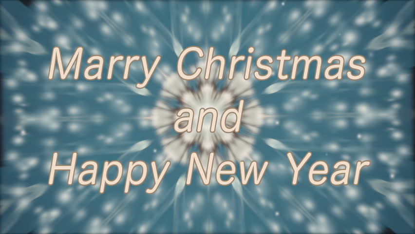 Merry Christmas and Happy New Year design. Words white beige color on blue flashing background with moving white shining spots. Loop seamless text celebration. Motion element animated looping backdrop - Powered by Shutterstock - Get 15% off with code: PIKWIZARD15