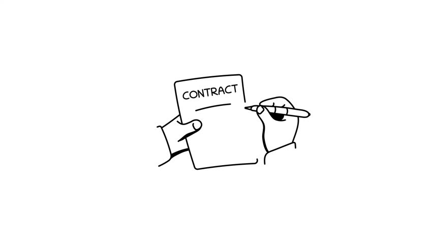 Contract sign animated icon in doodle style 

