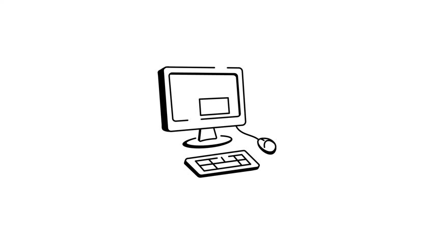 A hand drawn animated icon of desktop computer 
