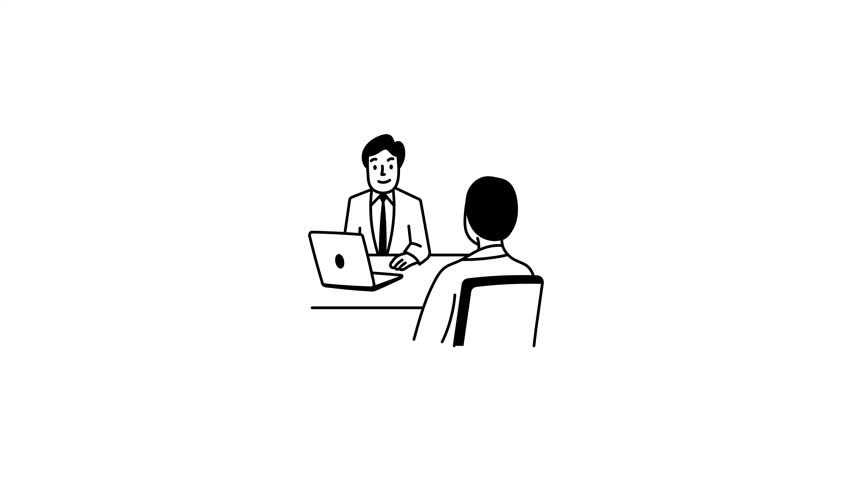 Job interview animated icon in hand drawn style 
