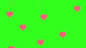 Red Heart Seamless Pattern Loop animation in green screen. Hearts Floating with Balloon explosion effect. chroma key and alpha - Powered by Shutterstock - Get 15% off with code: PIKWIZARD15