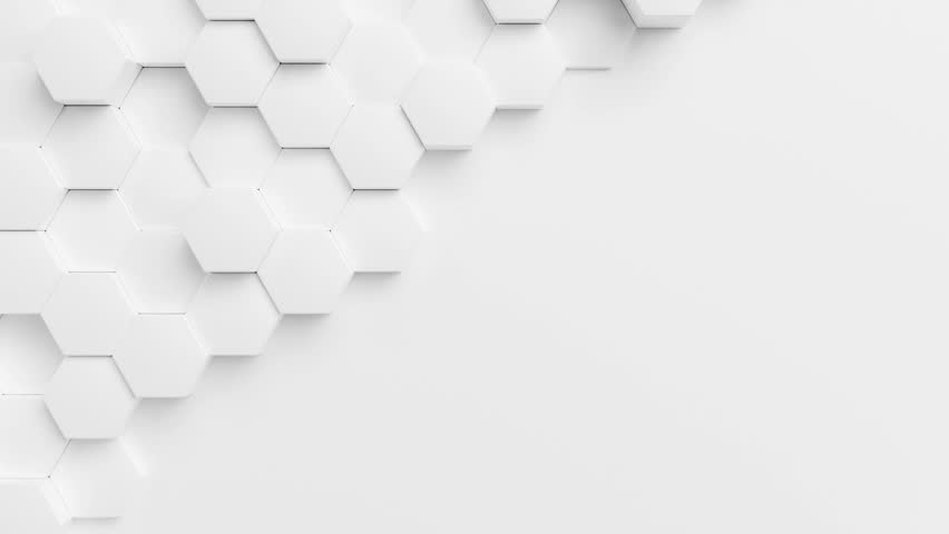 hexagon background video, abstract white  geometric hexagonal 4k seamless loop, corporate technology wallpaper backdrop, copy space