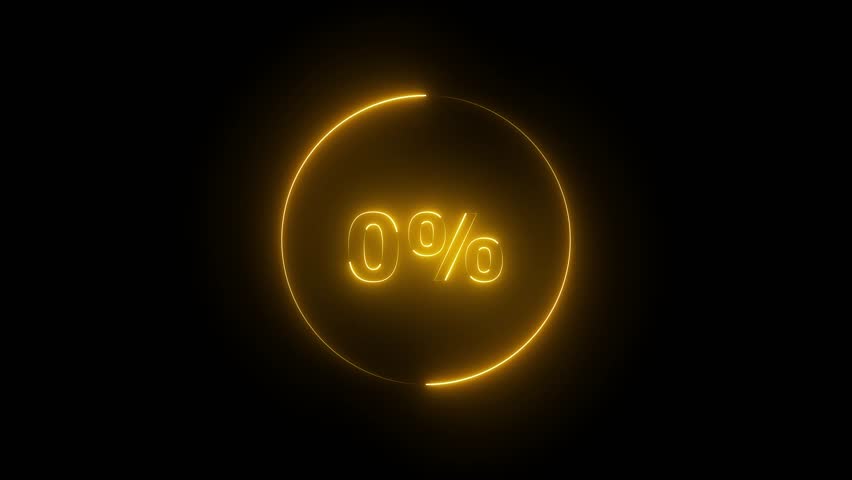 0 to 100 counting number with percent animation neon sign .counting number animation.
