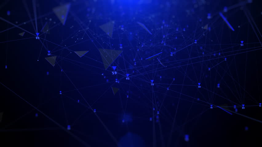 Futuristic network connection smooth movement on blue background. Geometric triangle pattern moving on cyber space 4K motion. - Powered by Shutterstock - Get 15% off with code: PIKWIZARD15