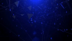 Futuristic network connection smooth movement on blue background. Geometric triangle pattern moving on cyber space 4K motion. - Powered by Shutterstock - Get 15% off with code: PIKWIZARD15