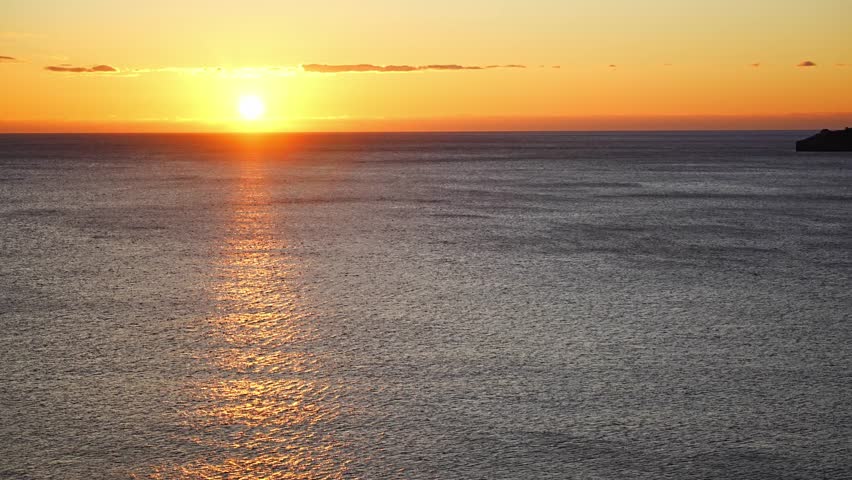 Breathtaking Sunset Over the Adriatic Sea in Montenegro. Golden Hour Coastal View. High quality 4k footage