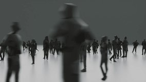 Red Polygonal Figure Stands Out Among Black Figures in Minimalist Setting, Symbolizing Individuality and Uniqueness in Abstract Modern Scene with Striking Contrast and Simplicity - Powered by Shutterstock - Get 15% off with code: PIKWIZARD15