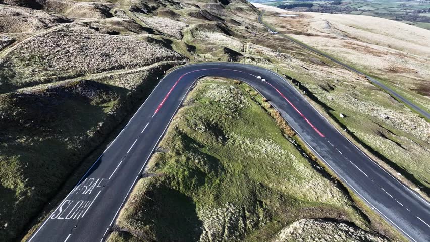 The hairpin bend on the A4069, the Black Mountain Pass in South Wales UK often used in a popular TV car series because of the winding roads
