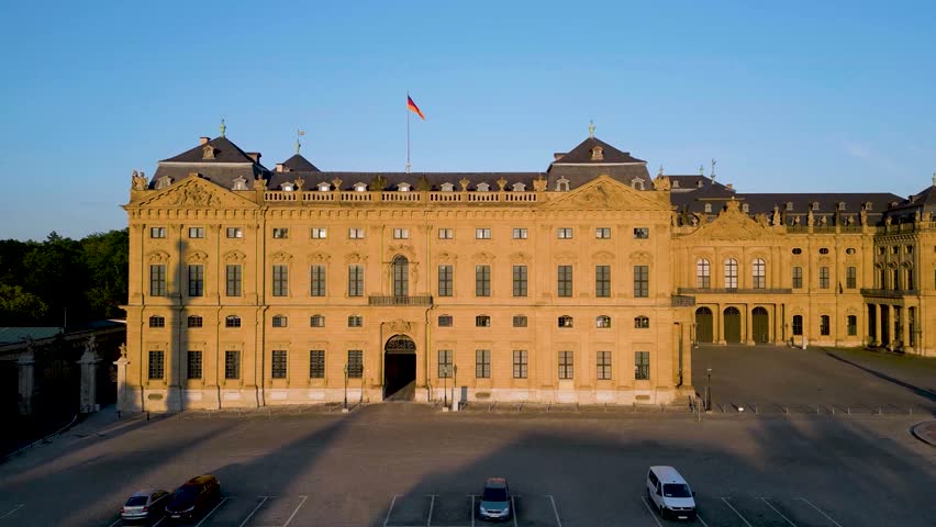 4K Aerial Drone Video of the Palatial Residence Palace in Würzburg, Germany