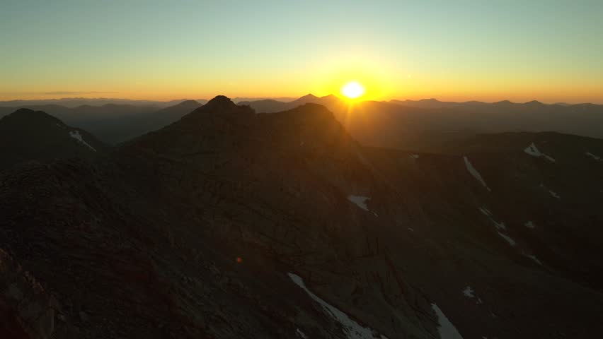 Summer Mount Blue Sky Evans last sunlight sunset sundown on horizon top Bierstadt Grays Torreys peak front range fourteener Rocky Mountains Colorado Grays Torreys Idaho Springs Evergreen static shot
