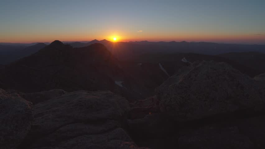 Summer Mount Blue Sky Evans last sunlight sunset sundown on horizon top Bierstadt Grays Torreys peak front range fourteener Rocky Mountains Colorado Grays Torreys Idaho Springs Evergreen slow zoom out