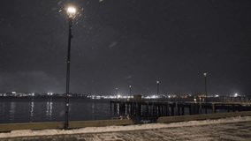 Nighttime Snowy View of the Halifax Waterfront Boardwalk - Powered by Shutterstock - Get 15% off with code: PIKWIZARD15