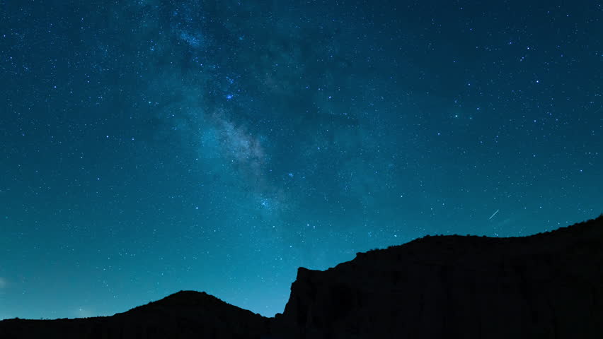 Milky Way Galaxy 35mm Southeast Sky Over Canyon Blue Time Lapse