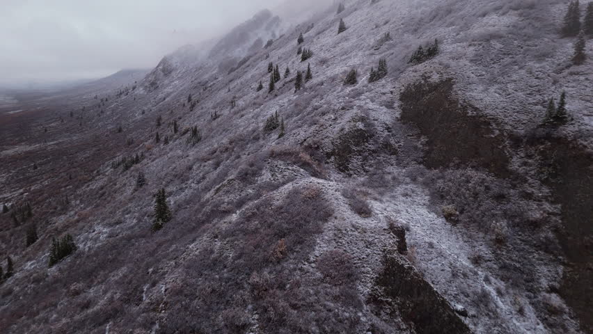 Snowy Mountain Range Of Ogilvie In Yukon, Canada - Drone Shot