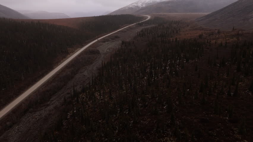 Ogilvie Mountains Along Dempster Highway In Yukon, Canada - Aerial Shot