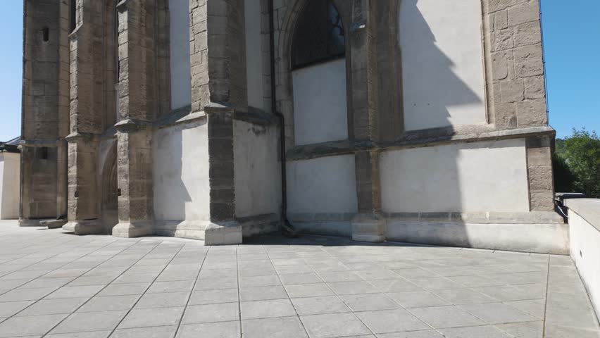 Exterior of Sedlec Ossuary in Kutná Hora, Czech Republic, featuring Gothic architecture and stone details